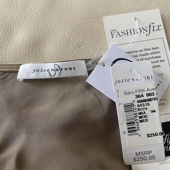 Josie Natori Amalia Tank Cowl Neck 100% Silk M Mocha Tank Top - Picture 4 of 4